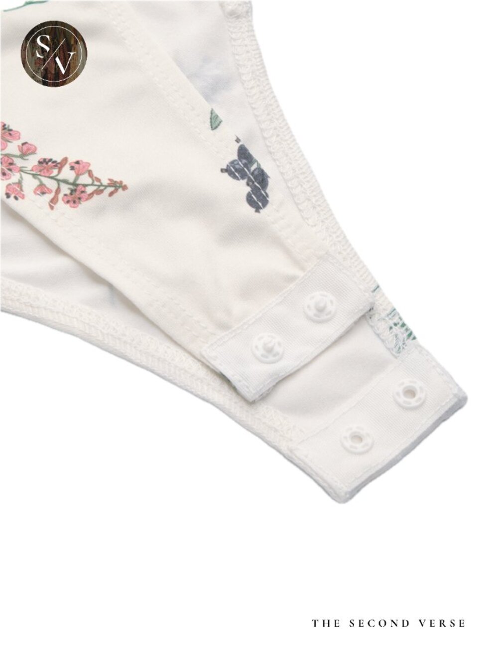 NWT Cider Long Sleeve Ruched Cottagecore Ditsy Floral Ivory Corset Bodysuit - Picture 9 of 11